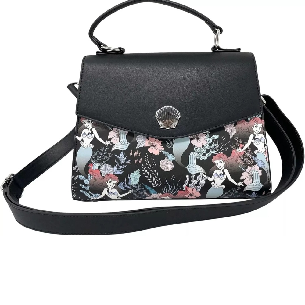 Black Mermaid Print Handbag